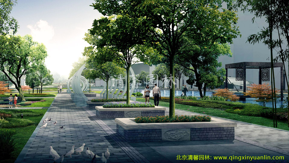 北京五環清馨園林工程案例:紹興新城區工程案例展示